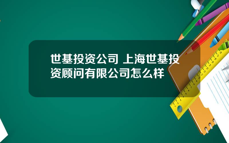 世基投资公司 上海世基投资顾问有限公司怎么样